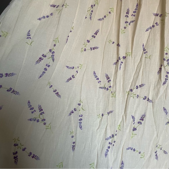 H&M 100% Cotton Lavender Open Back Puff Sleeve Midi Dress - Picture 8 of 12